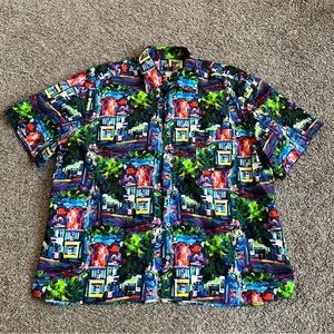 Solemare Maus + Hoffman Button Down Short Sleeve Shirt Artistic Colorful Paint